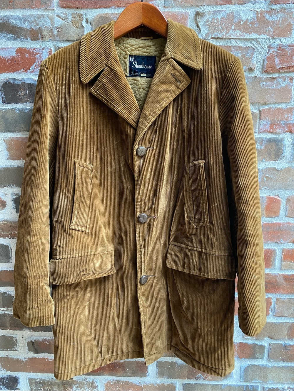 Shanhouse Vintage 70s Faux Sherpa Lined Corduroy Barn Coat